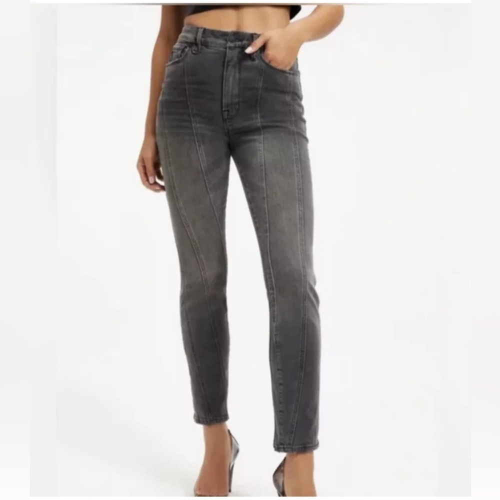 GOOD AMERICAN Good Classic Seamed  Slim Jeans Hi Rise Black 10/30